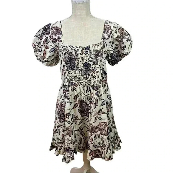 House Of Harlow 1960 Ozzie Ivory Print Mini Dress With Pockets Size Small - Picture 1 of 13